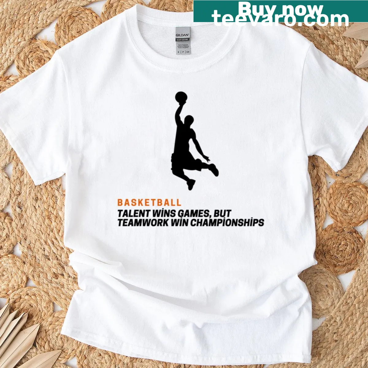 Basketball graphic T-shirt promoting teamwork and talent — on a men's t-shirt