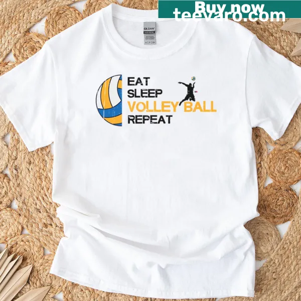 Eat Sleep Volleyball Repeat t-shirt with fun typography