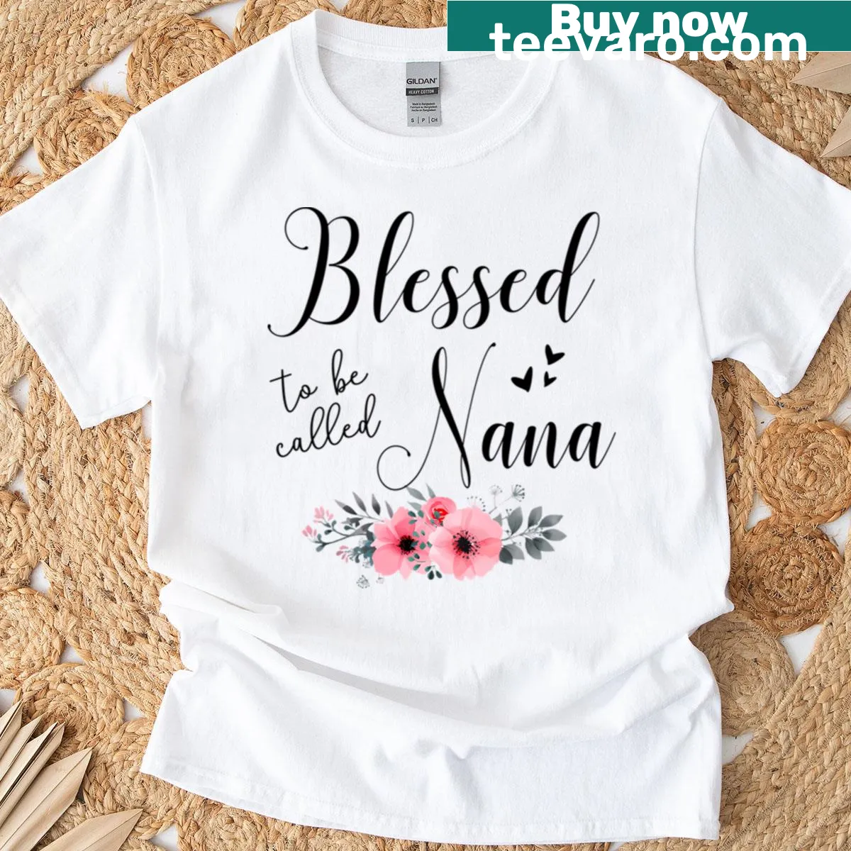 Blessed To Be Nana T-shirt with heartwarming typography — on a men's t-shirt