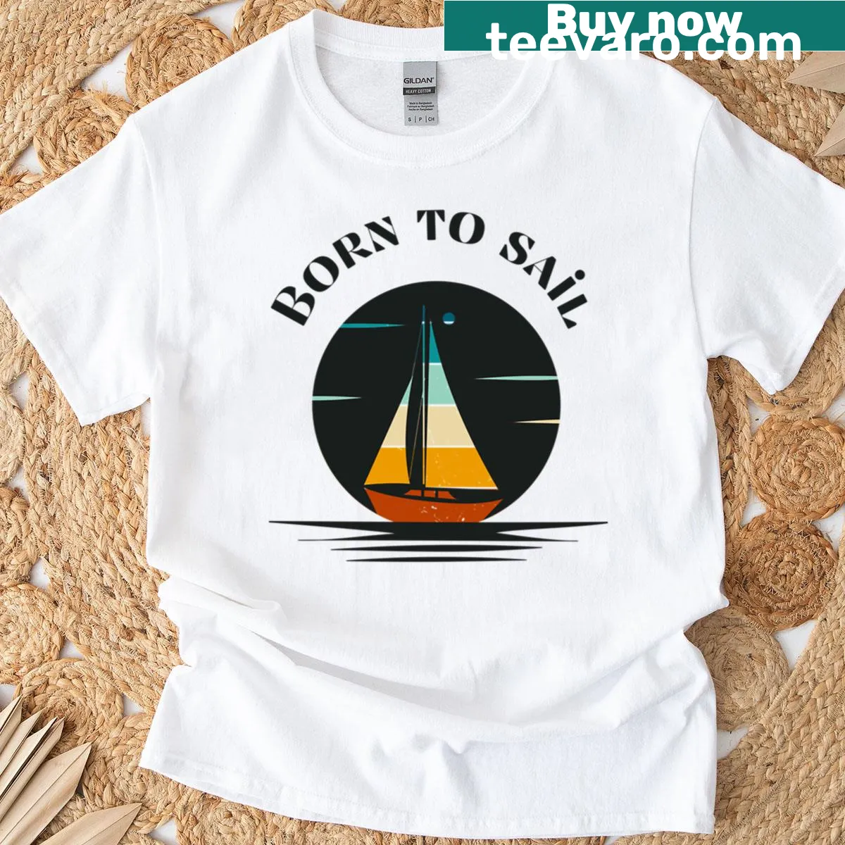 Retro sailboat design T-shirt for sailing enthusiasts — on a men's t-shirt
