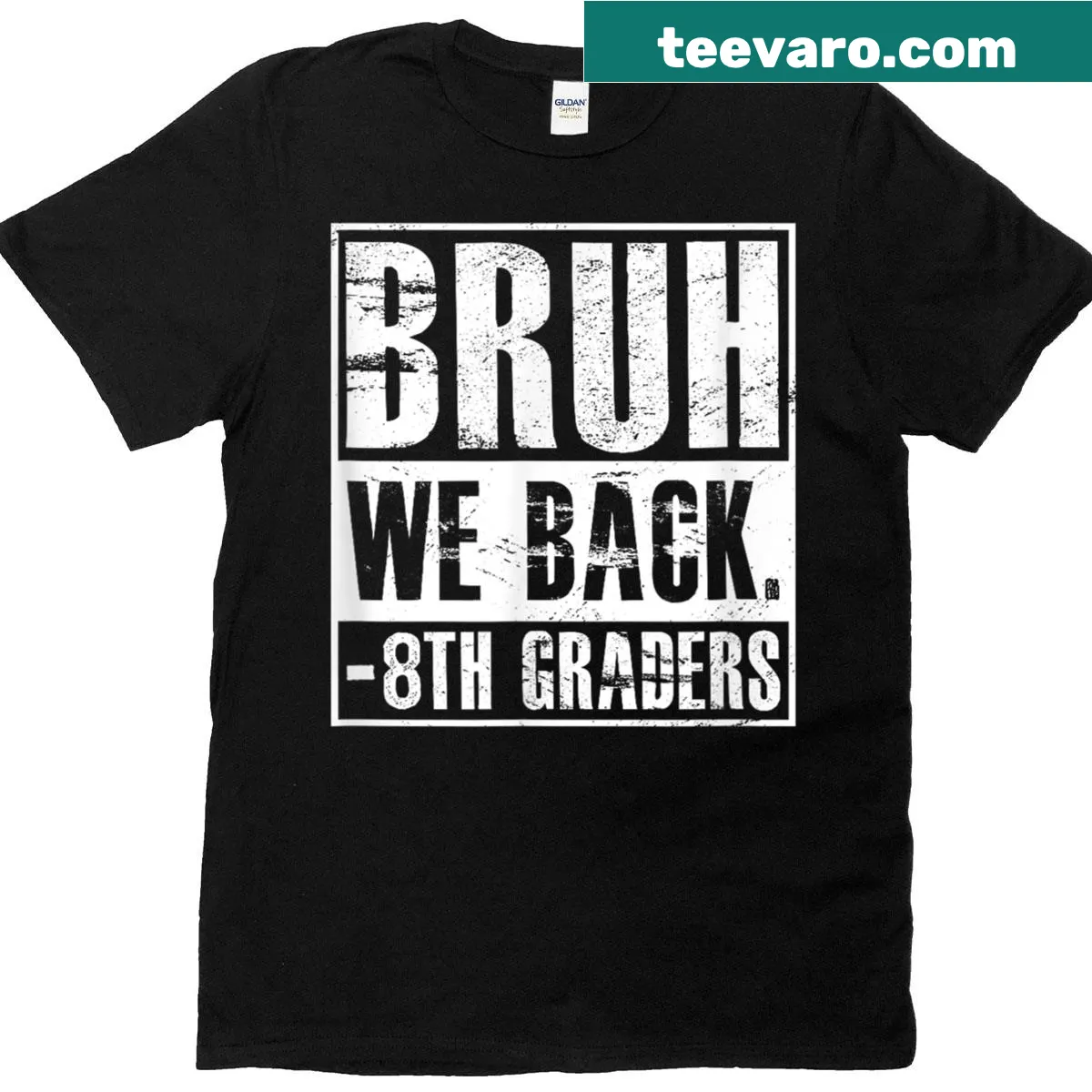 T-shirt celebrating the return to school for 8th graders with fun text. — on a men's t-shirt