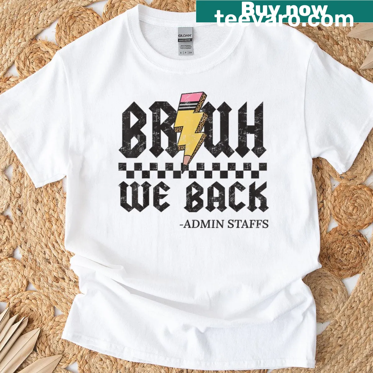 Funny back to school shirt with 'Bruh We Back' text — on a men's t-shirt