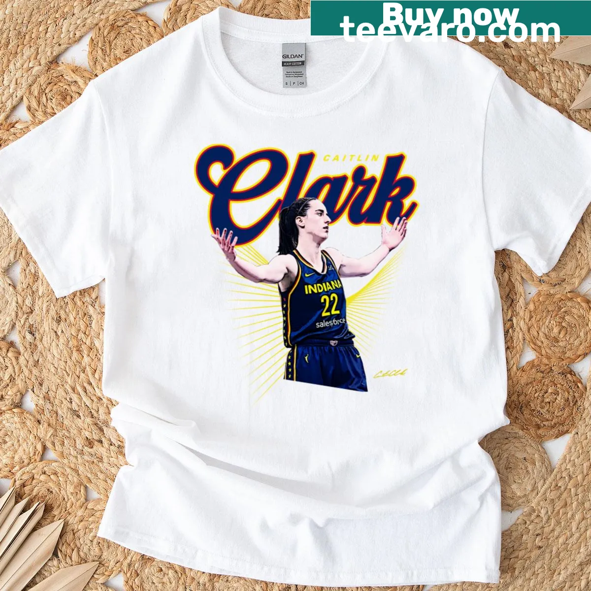 Minimalist typography featuring Caitlin Clark's name. — on a men's t-shirt
