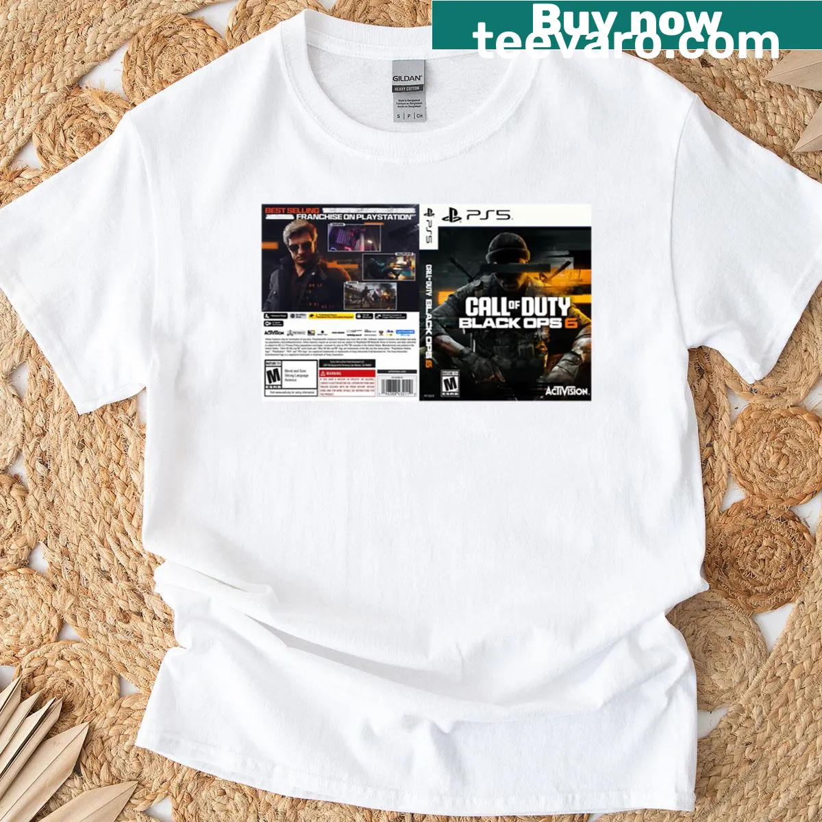 Call Of Duty Black Ops 6 cover art oversized T-shirt — on a men's t-shirt