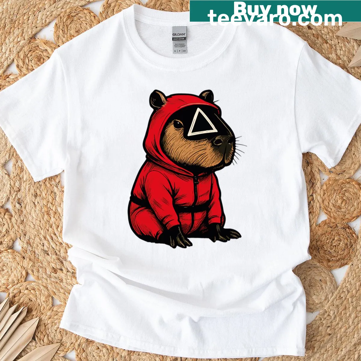 Fun illustration of a capybara and squid on a t-shirt — on a men's t-shirt