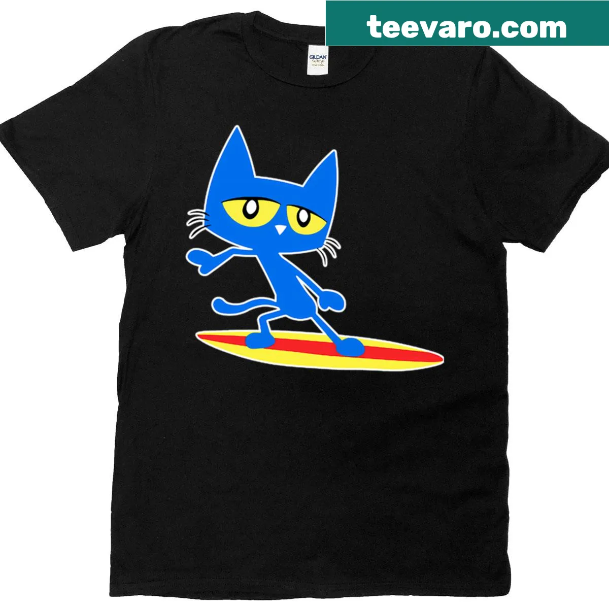 Vintage cartoon cat T-shirt with books and movie graphics — on a men's t-shirt