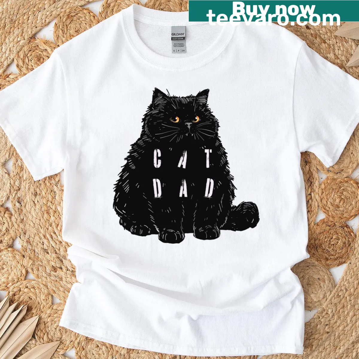 Simple Cat Dad t-shirt with bold text — on a men's t-shirt