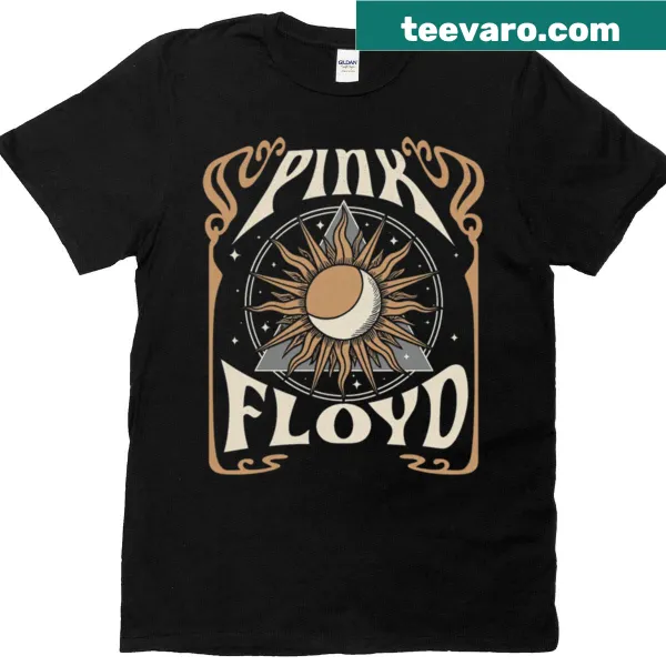 Psychedelic sun and moon art t-shirt inspired by Pink Floyd