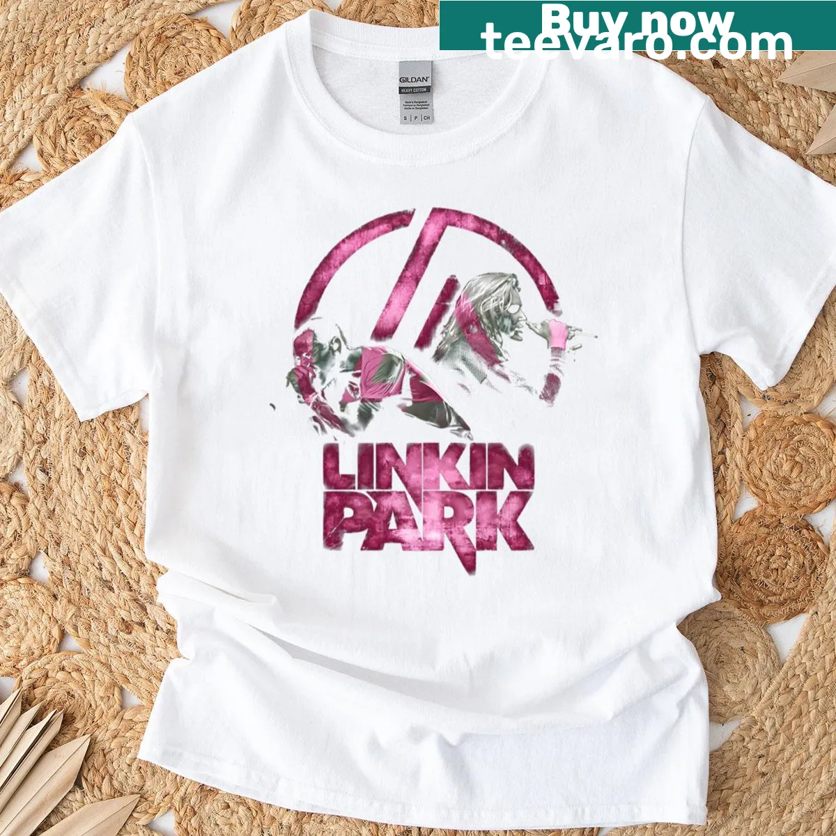Tribute T-shirt featuring musical graphics honoring Chester Bennington and Emily Armstrong. — on a men's t-shirt