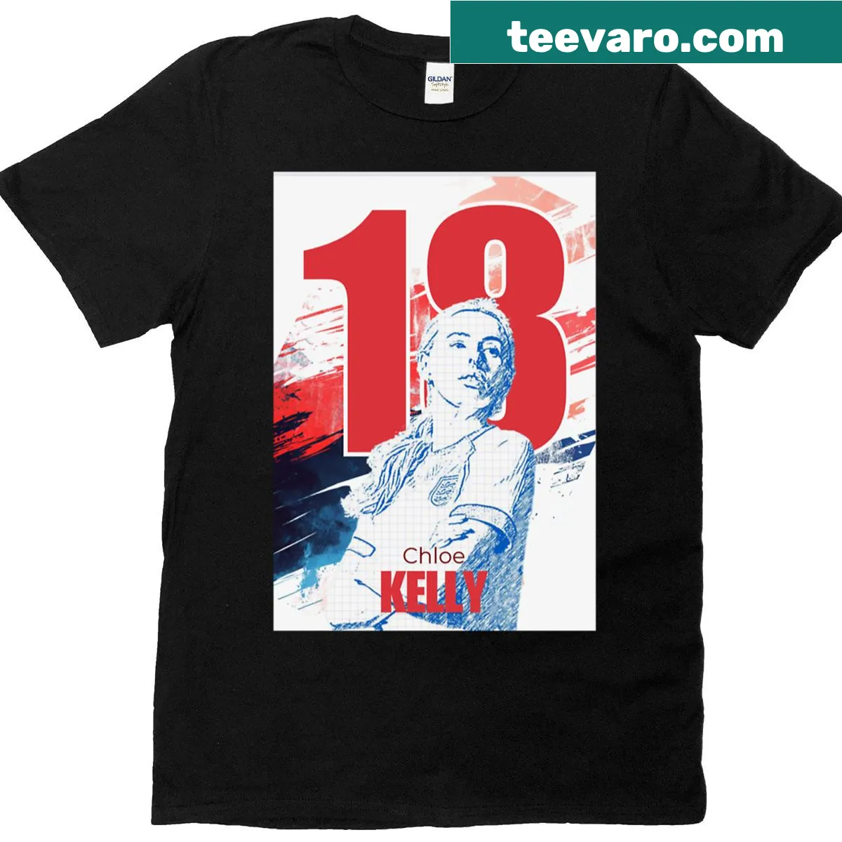 Oversized T-shirt with a graphic celebrating Chloe Kelly, English football player. — on a men's t-shirt