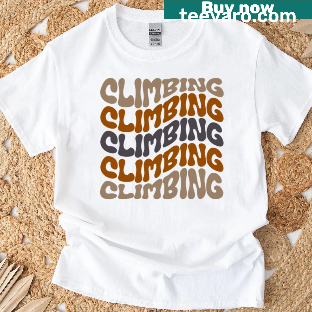 Retro oversized climbing t-shirt for bouldering lovers — on a men's t-shirt
