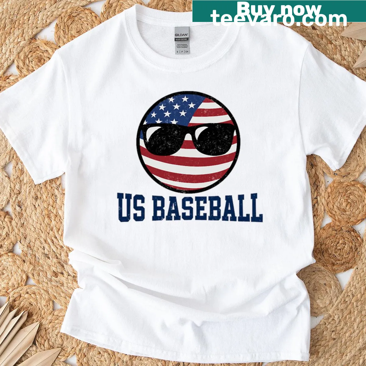 Playful baseball-themed T-shirt with whimsical graphics — on a men's t-shirt