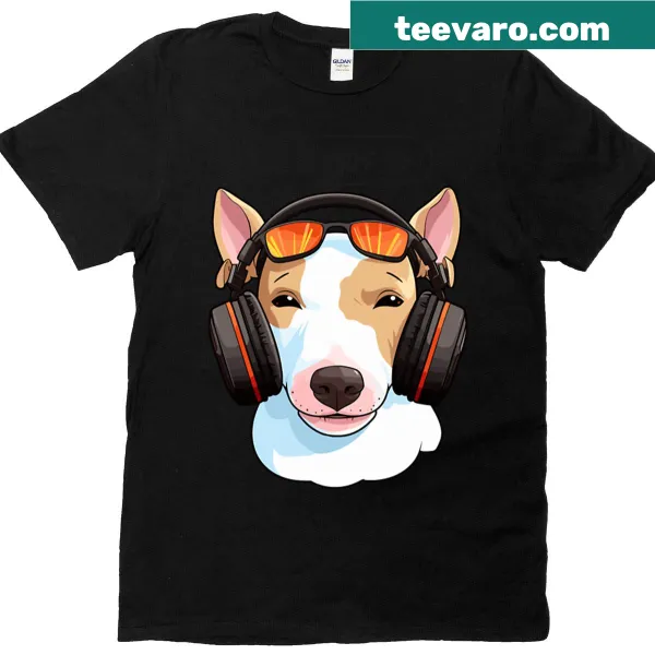 Cute cartoon Bull Terrier graphic T-shirt for dog lovers