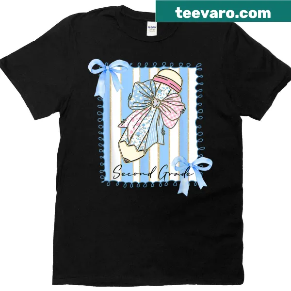 Cute pencil graphic with coquette bow for kids on t-shirt
