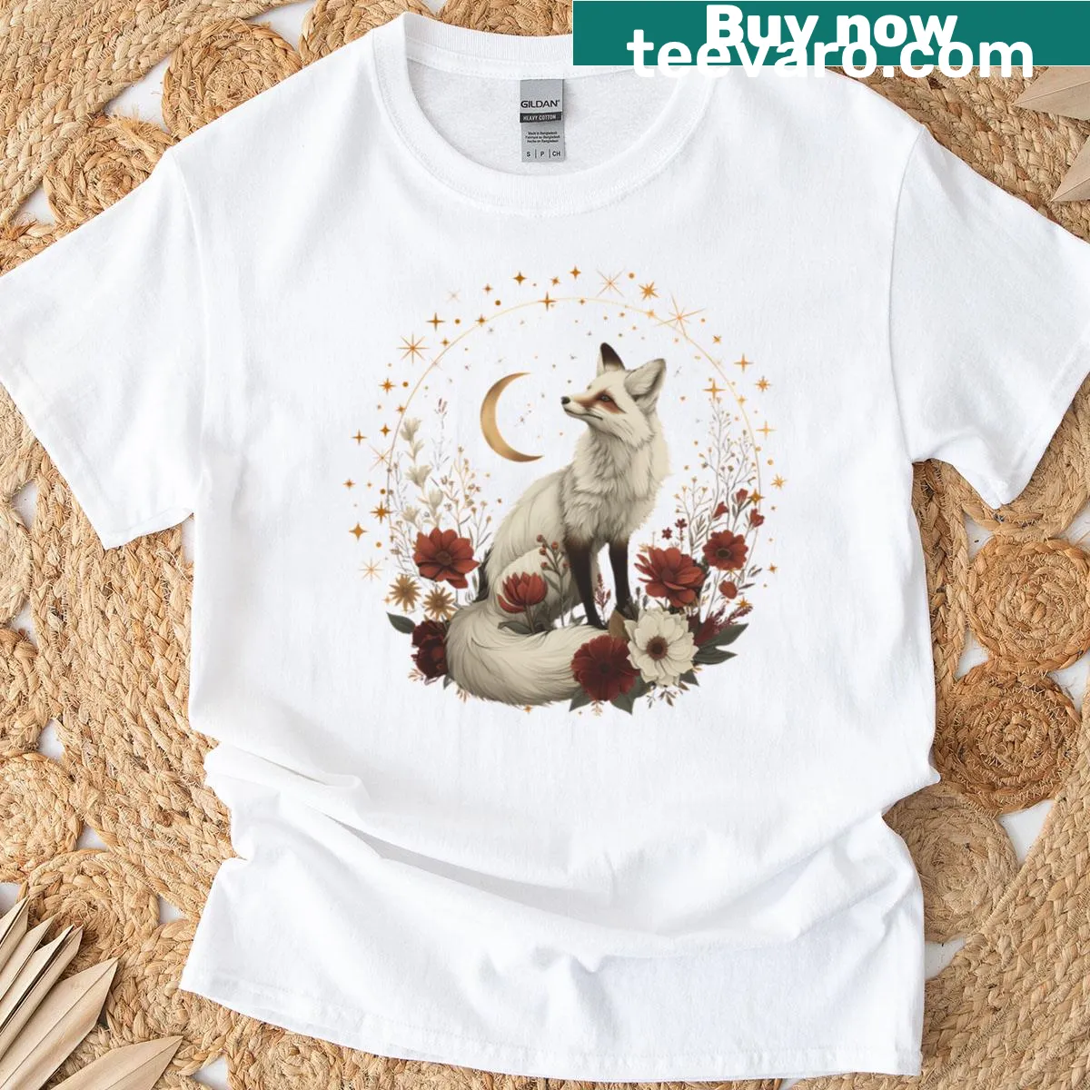Illustration of a floral fox design on a T-shirt — on a men's t-shirt