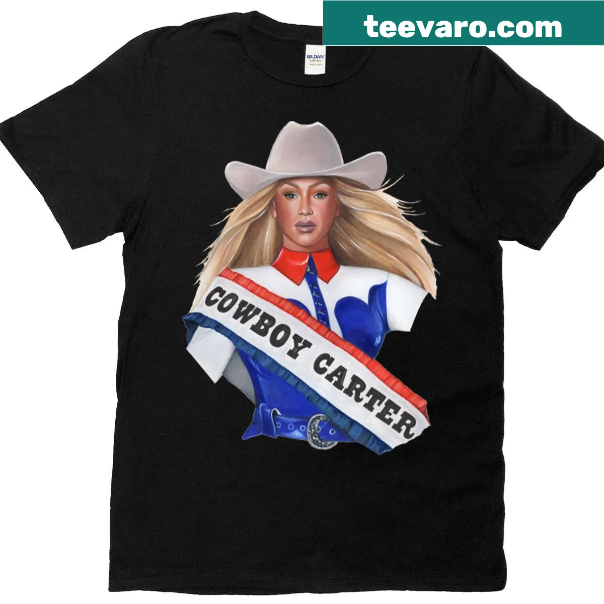 Playful cowboy graphic on Cowboy Ya Ya t-shirt — on a men's t-shirt