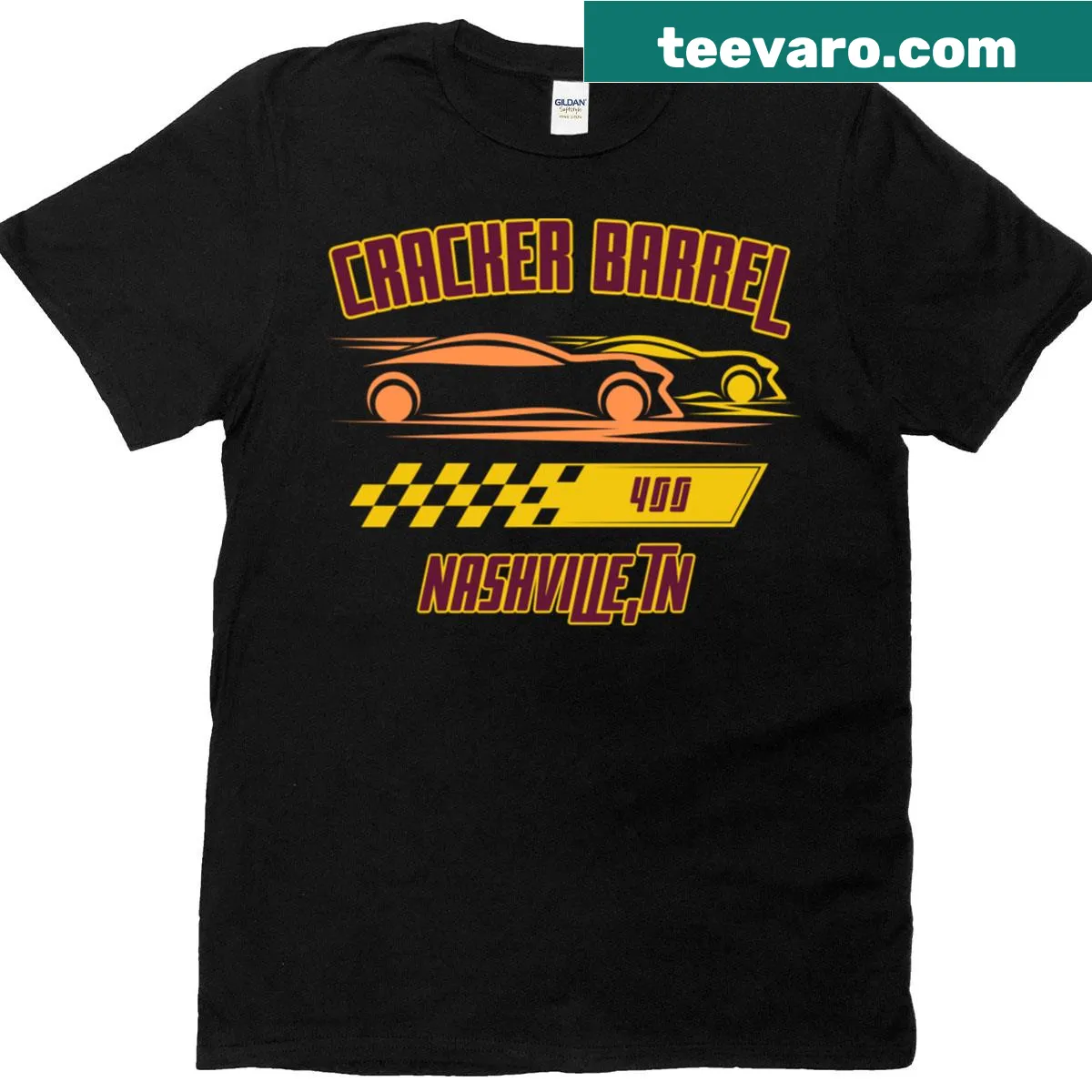 T-shirt featuring a nostalgic Cracker Barrel 400 design celebrating travel — on a men's t-shirt