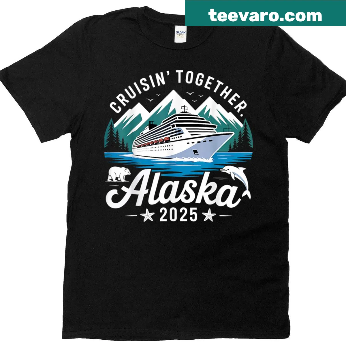Cruise-themed graphic for Alaska 2025 on t-shirt — on a men's t-shirt
