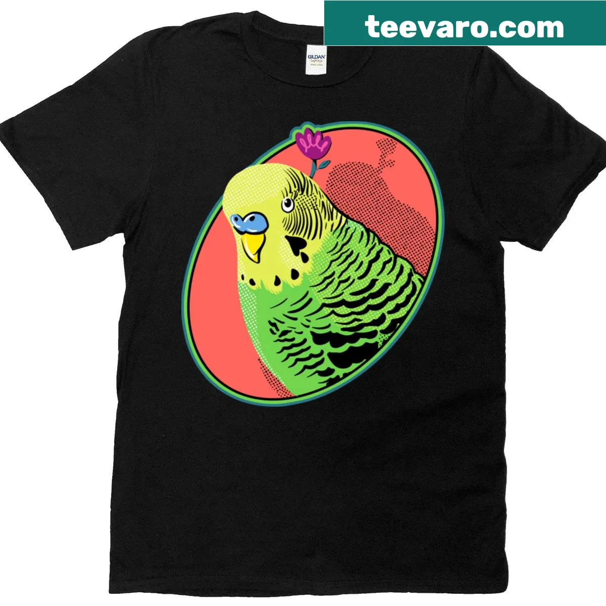 Illustration of a colorful parakeet on t-shirt — on a men's t-shirt