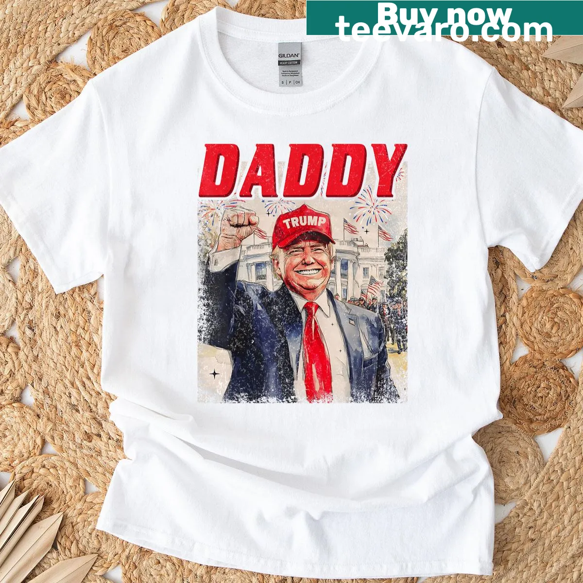 Vintage-style Daddy Trump shirt with distressed graphics — on a men's t-shirt