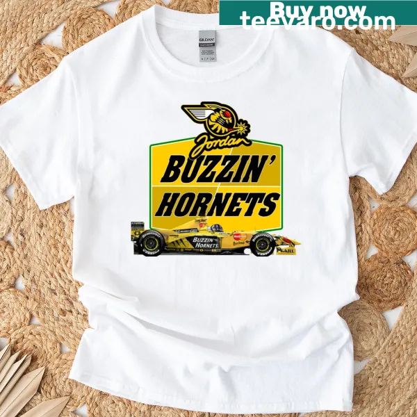 Vintage racing-themed T-shirt featuring Damon Hill and Buzzin Hornets