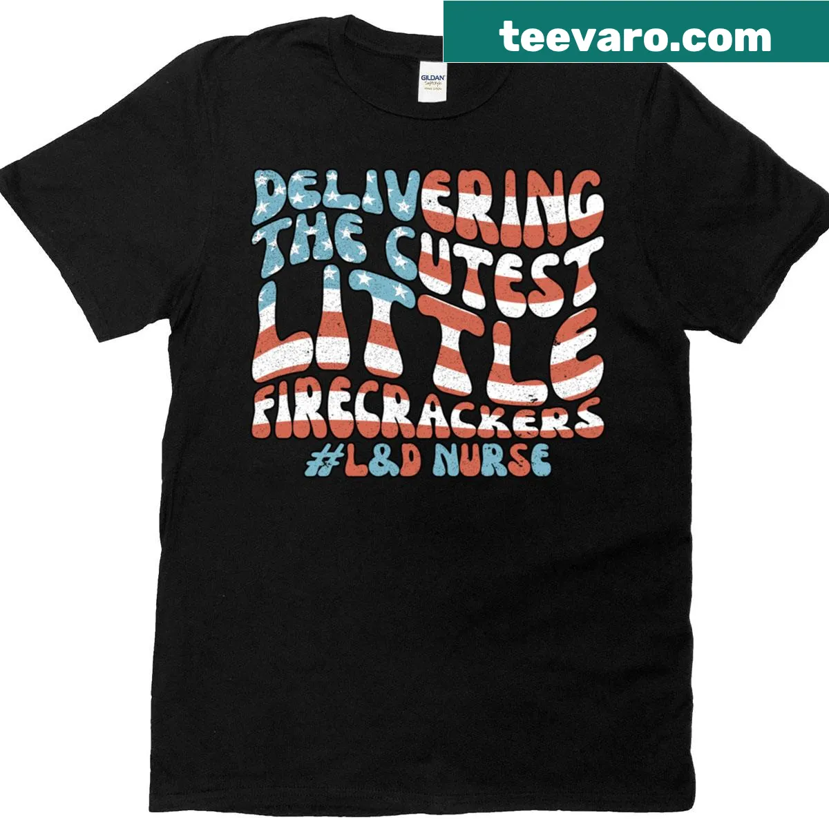 Festive firecracker graphic for nurses on t-shirt — on a men's t-shirt