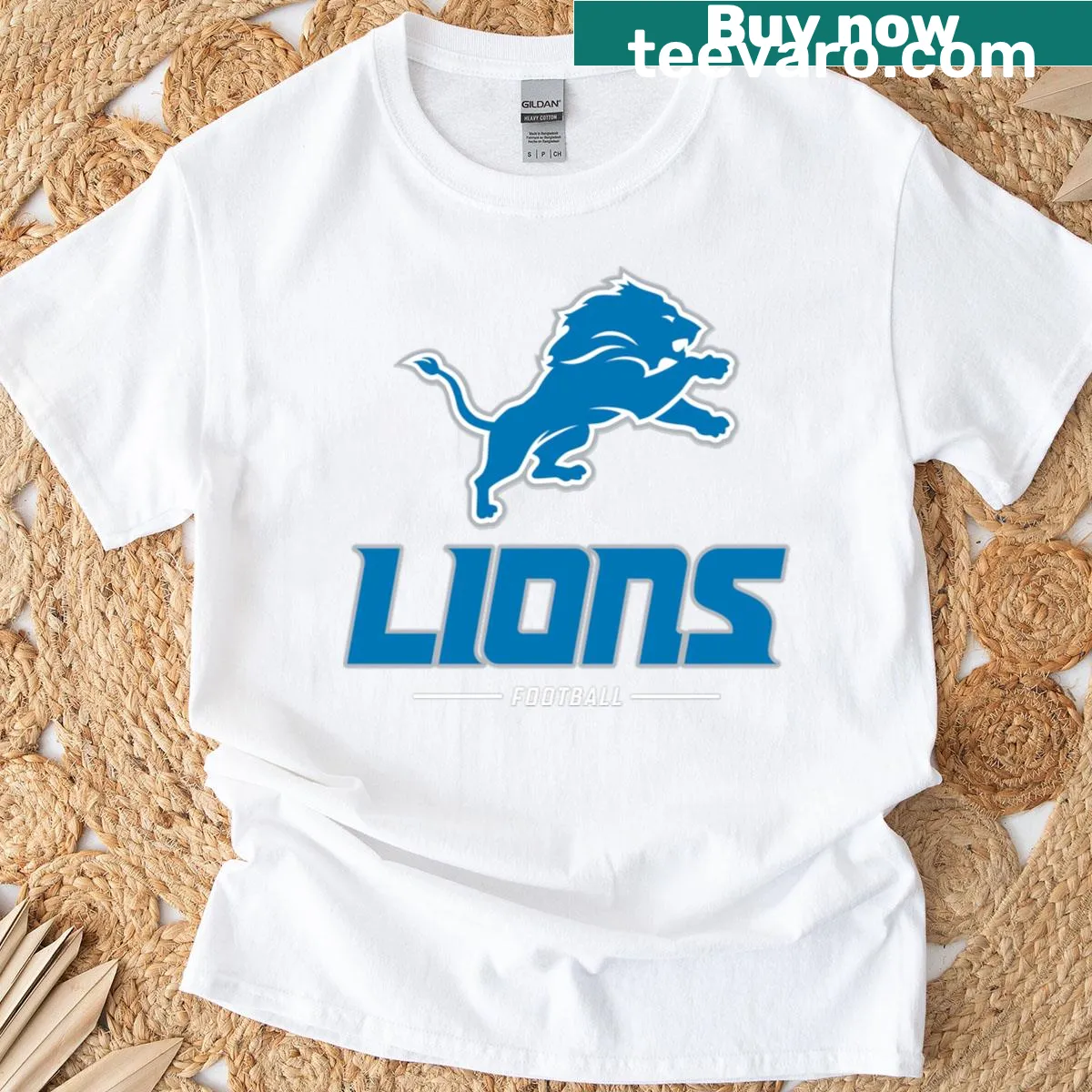Detroit Lions T-shirt featuring team logo and stylish typography — on a men's t-shirt