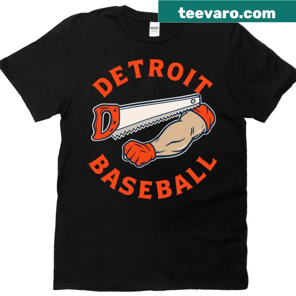 Detroit Tigers emblem with bone saw graphic on t-shirt