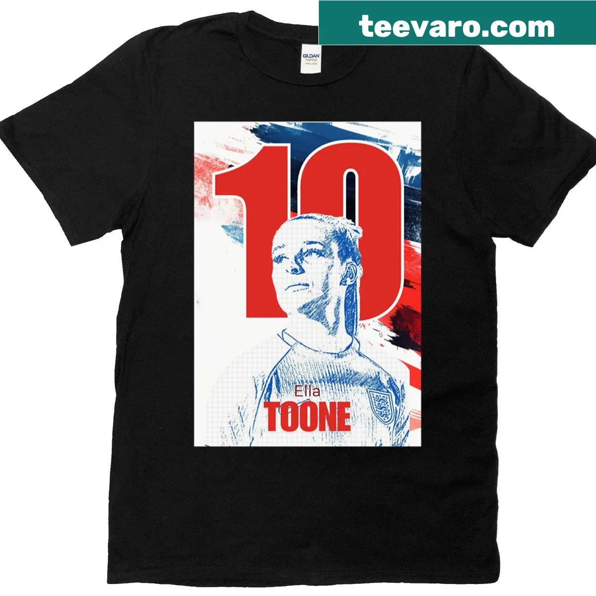 Ella Toone England T-shirt featuring her name and number 10 — on a men's t-shirt