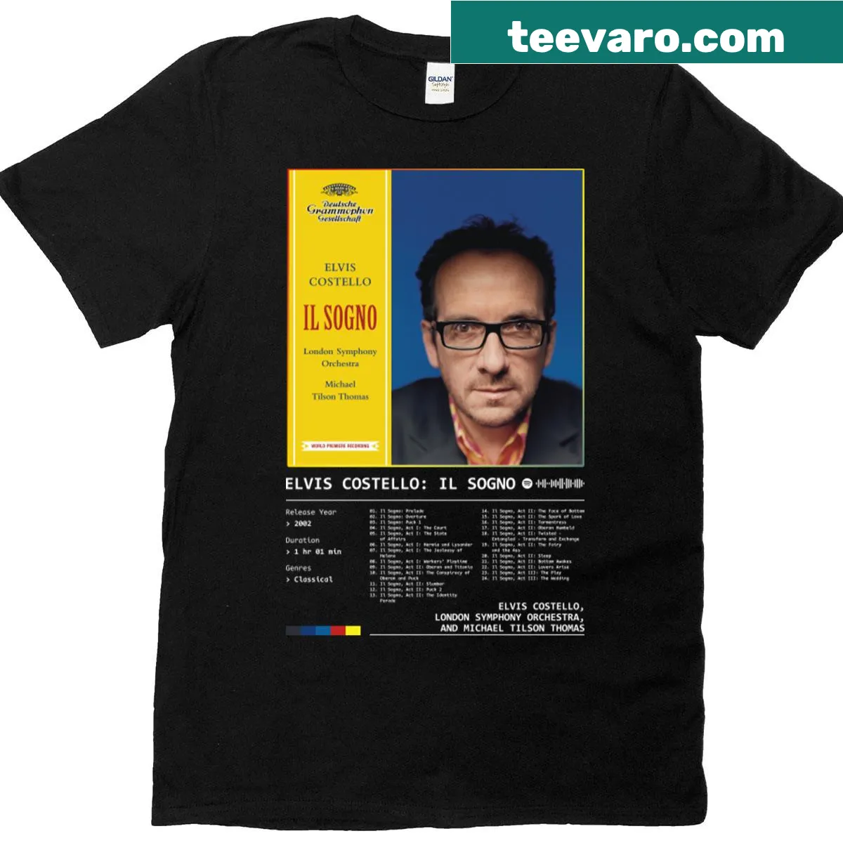 Elvis Costello Il Sogno album artwork T-shirt design — on a men's t-shirt