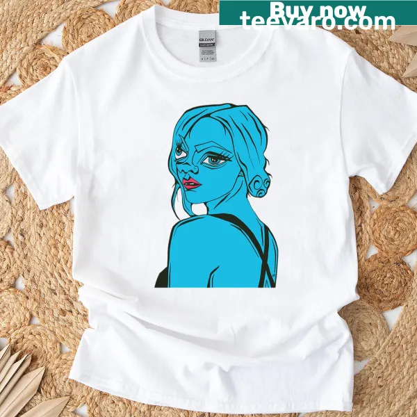 Cubism portrait of Emma Stone on a stylish T-shirt