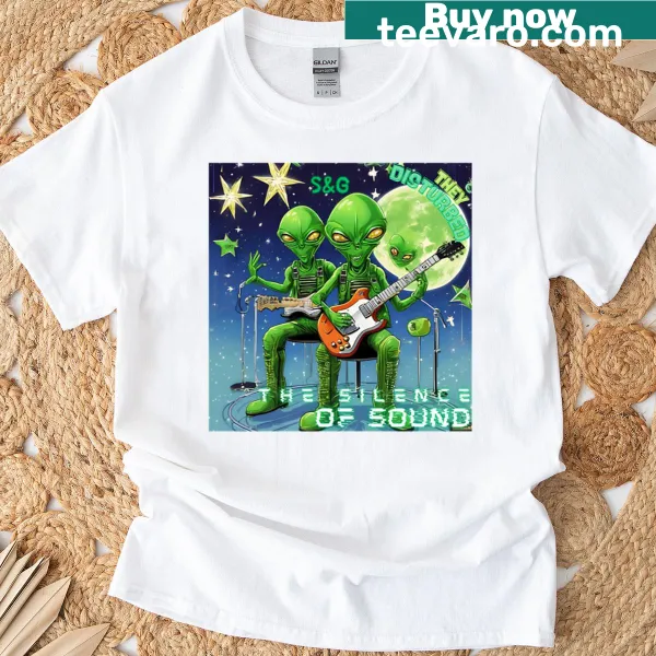 Whimsical alien design on t-shirt representing Evergreen themes