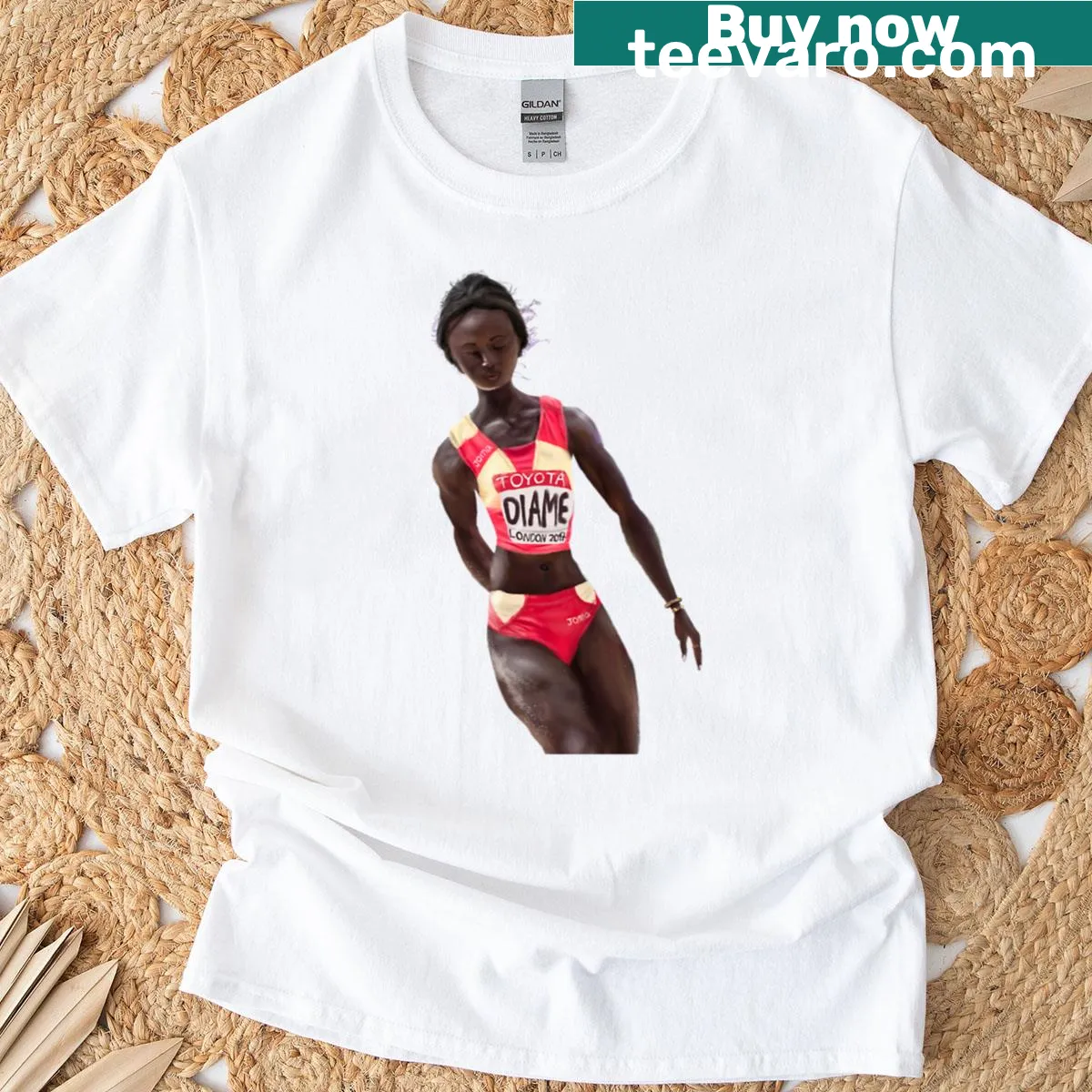 Minimalist Fatima Diame typography t-shirt — on a men's t-shirt