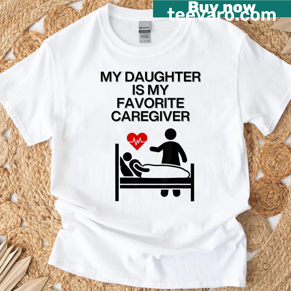 'Favorite Daughter' typography design on caregiver t-shirt — on a men's t-shirt