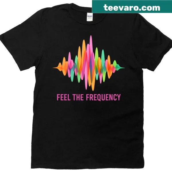 Sound wave graphic on a music-themed T-shirt