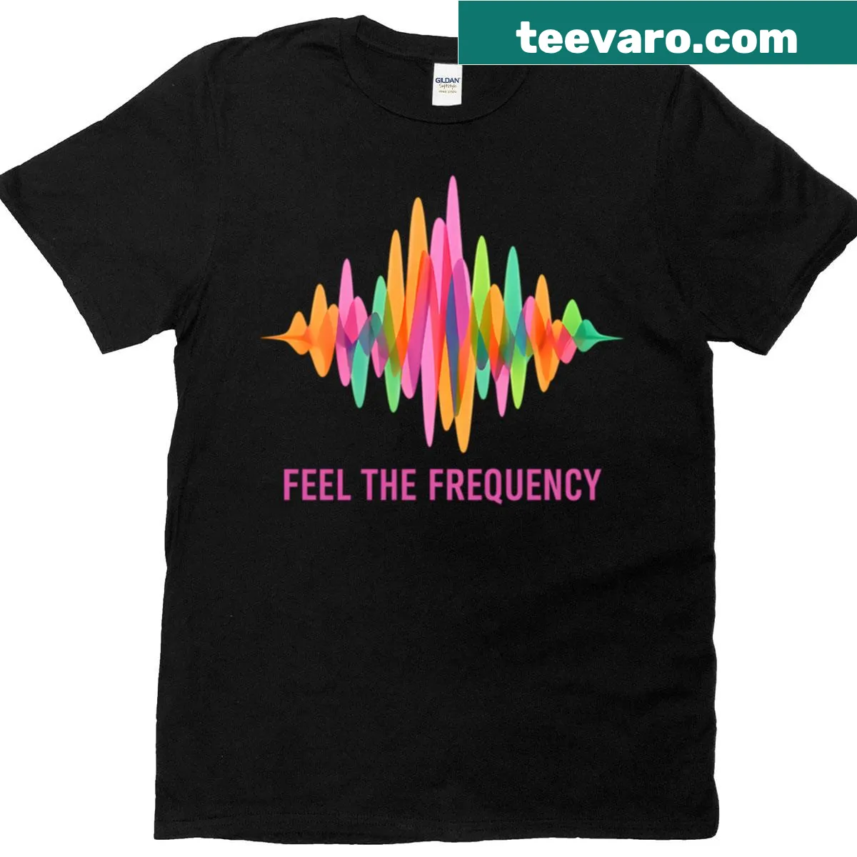 Sound wave graphic on a music-themed T-shirt — on a men's t-shirt