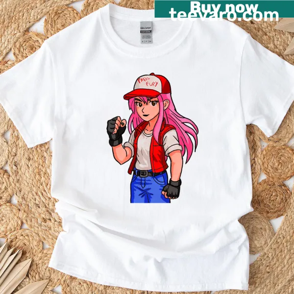 Illustration of a fighting game girl on a T-shirt