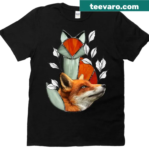 Whimsical graphic t-shirt with fox and glass design