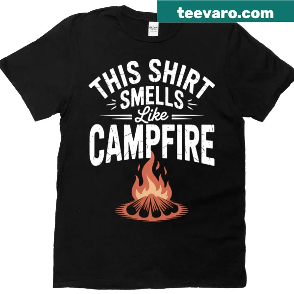 Whimsical campfire illustration on camping lovers t-shirt