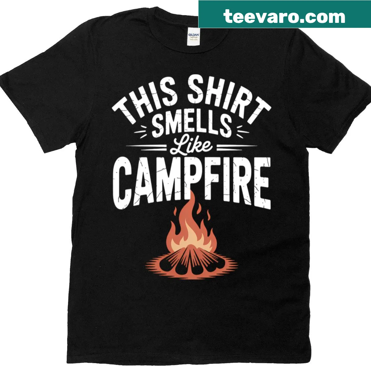 Whimsical campfire illustration on camping lovers t-shirt — on a men's t-shirt