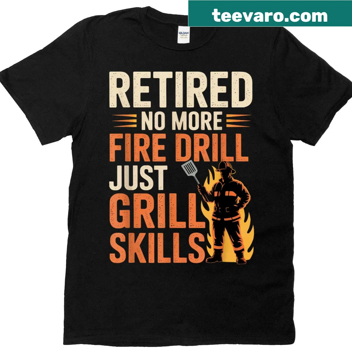Vintage firefighter retirement t-shirt with humorous design — on a men's t-shirt