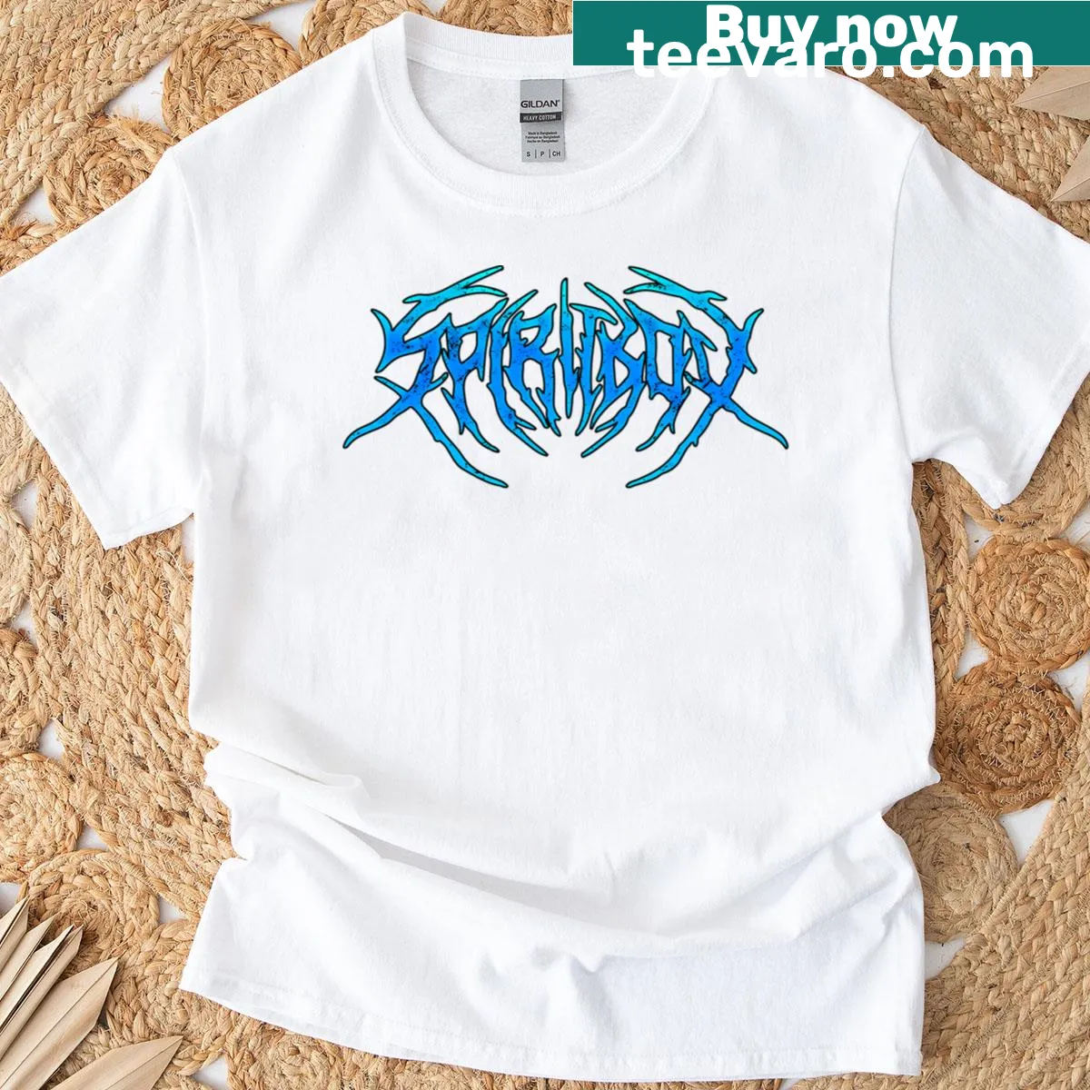 Whimsical T-shirt with ghostly imagery and ethereal design — on a men's t-shirt