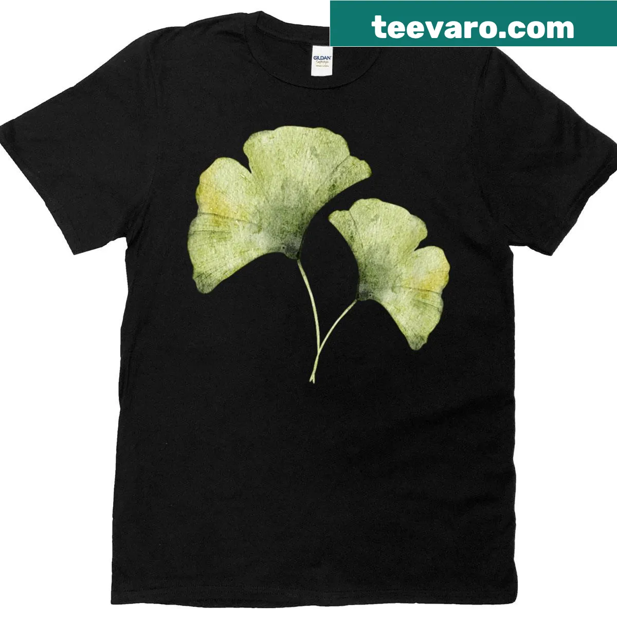 T-shirt featuring Ginkgo Biloba leaves design — on a men's t-shirt