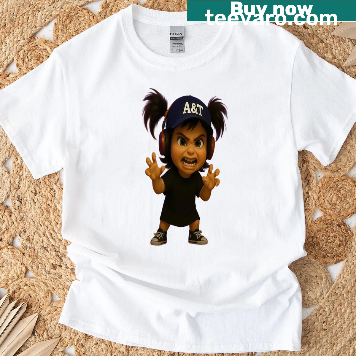 Playful T-shirt with trendy typography reading 'Girl In The Trend Dame Un Grrr Vibes' — on a men's t-shirt
