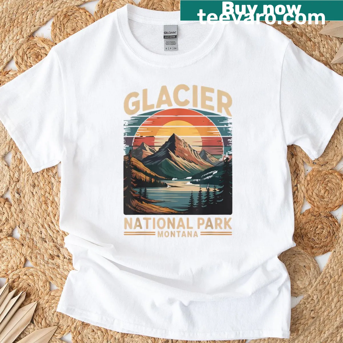 Vintage bear graphic t-shirt inspired by Glacier National Park — on a men's t-shirt