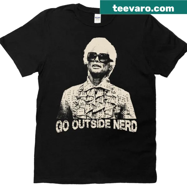 Playful graphic tee that says 'Go Outside Nerd'