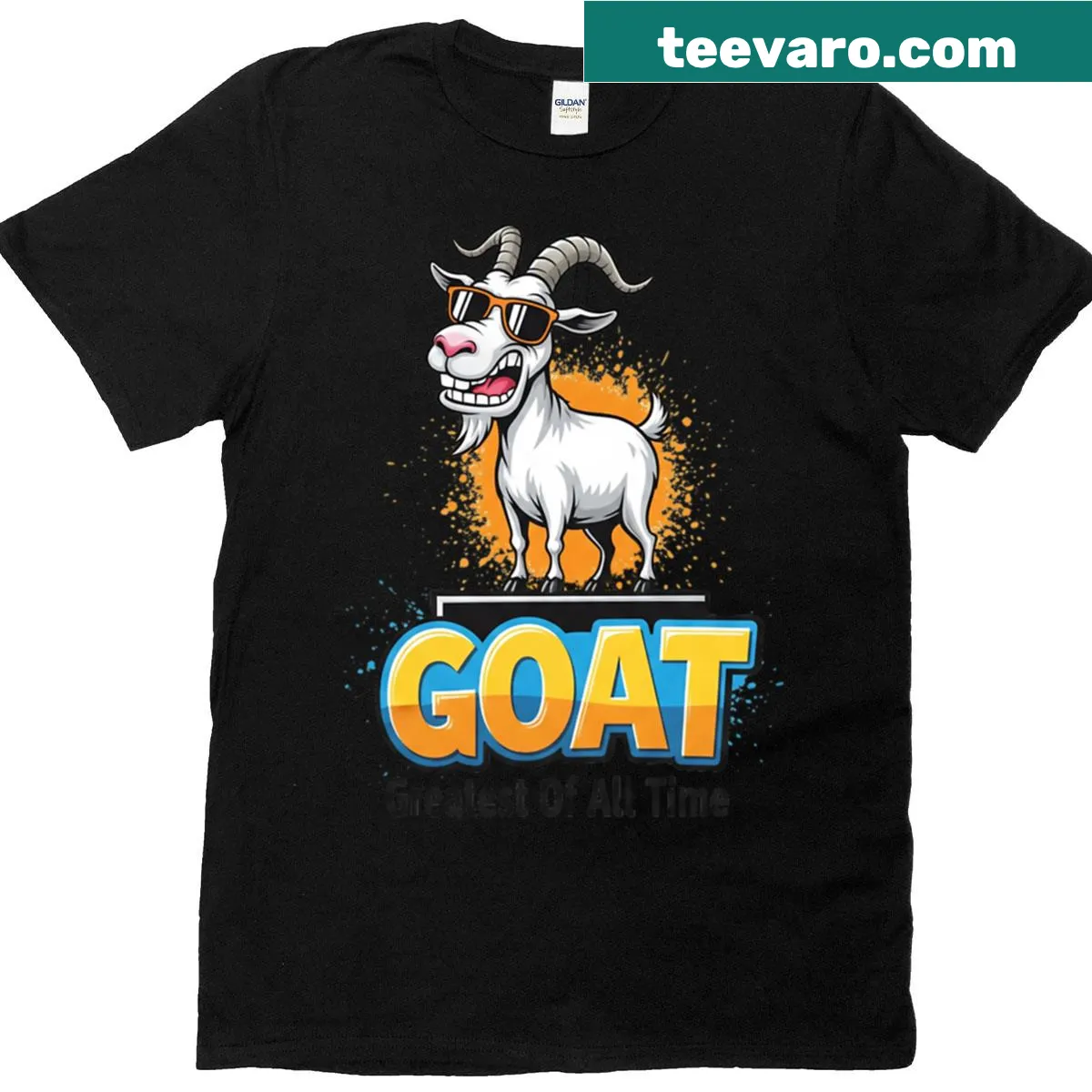 Cartoon logo design with text 'Greatest Of All Time' — on a men's t-shirt