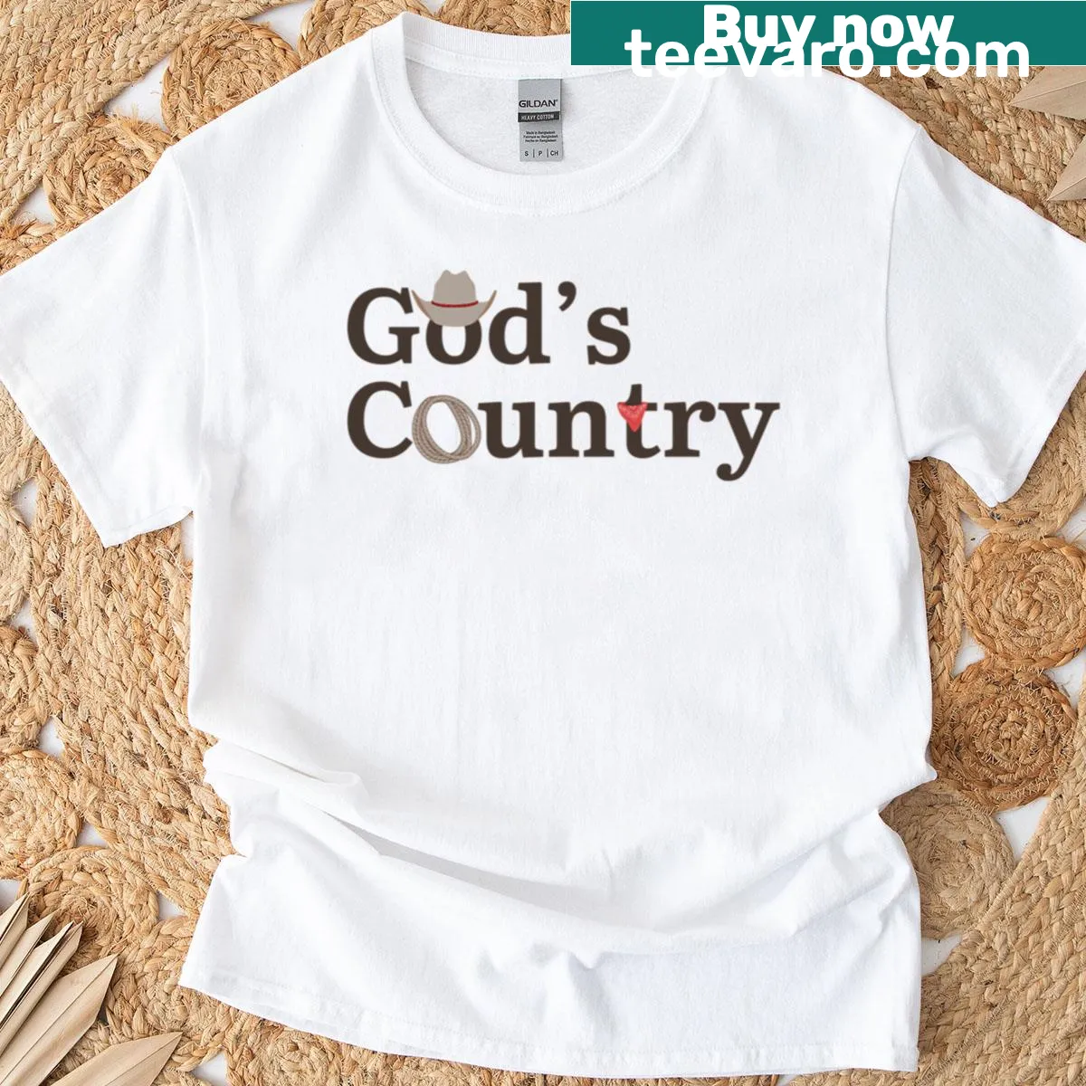 T-shirt with text from the song God's Country — on a men's t-shirt