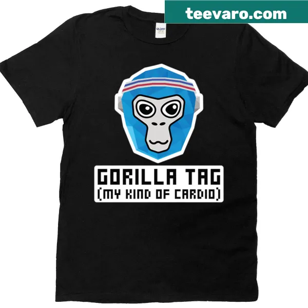 Funny t-shirt featuring a gaming design with a gorilla and workout theme.