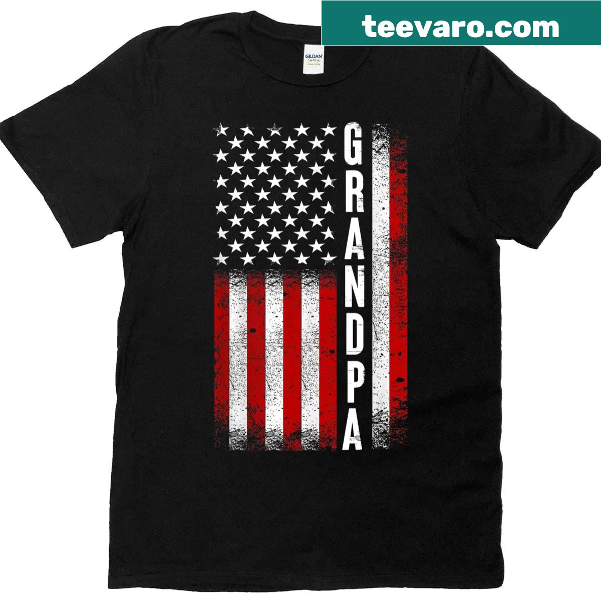 Best Grandpa Ever design with American flag on T-shirt — on a men's t-shirt